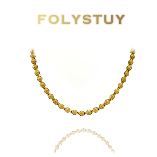 【FOLYSTUY(YNY09)】24k gold filled Bead Necklace Hip Hop Necklace
