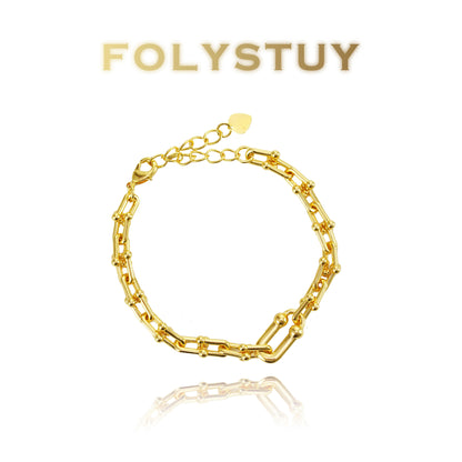 【FOLYSTUY (W153)】24k gold filled Paperclip Bracelet