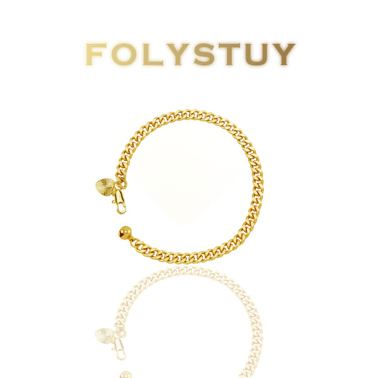 【FOLYSTUY(W162)】24k gold filled Minimalist Cuban Bracelet