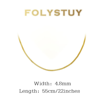 【FOLYSTUY (Y147)】24k gold filled 3 rows of box chain flat snake bones