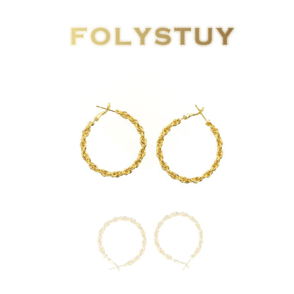 【FOLYSTUY (C72)】24k gold filled Rope Earrings