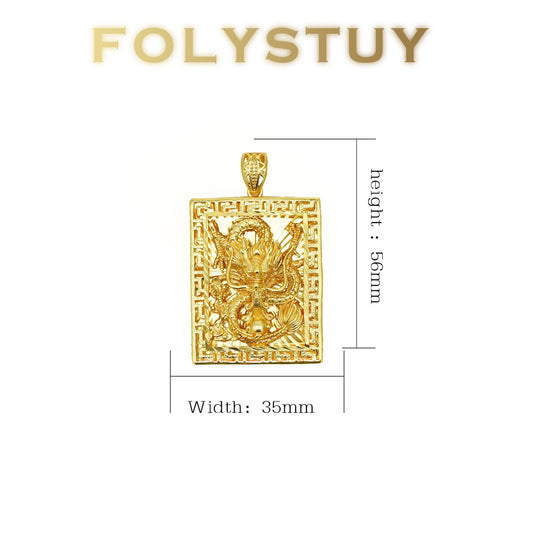 [FOLYSTUY (K148)] 24k gold filled The relief dragon-shaped pendant