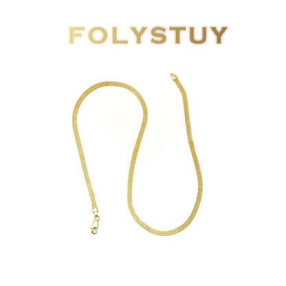 【FOLYSTUY (Y147)】24k gold filled 3 rows of box chain flat snake bones