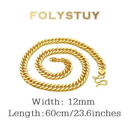 【FOLYSTUY (Y129)】24k gold filled Cuban Chain Necklace