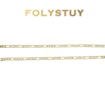 【FOLYSTUY (Y151)】24k gold filled A unisex Asian Figaro necklace