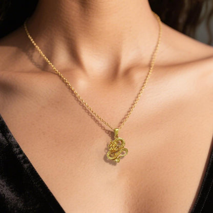 【FOLYSTUY (YNK01)】24k gold filled Dragon Pendant with chain-Buy 1 get 4 gift