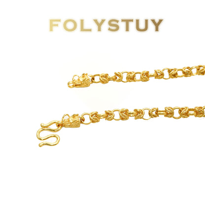 【FOLYSTUY(YNY07)】24k gold filled 7mm-Wide, 23.6-Inch-Long Dragon Bone Necklace