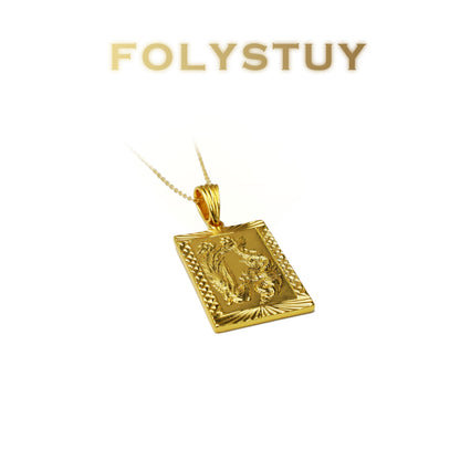 FOLYSTUY(K142) 24k gold filled Dragon and phoenix pendant