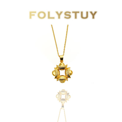 【FOLYSTUY (K138)】24k gold filled Yuanbao Flower Pendant