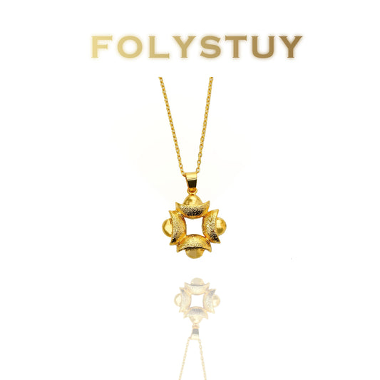 【FOLYSTUY (K138)】24k gold filled Yuanbao Flower Pendant