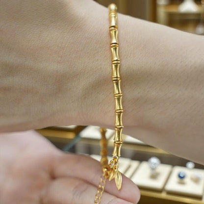 【FOLYSTUY(W40)】24k gold filled Elegant Bamboo Joint Hand Chain