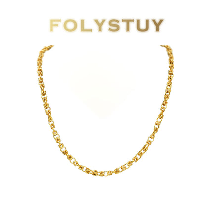 【FOLYSTUY(YNY07)】24k gold filled 7mm-Wide, 23.6-Inch-Long Dragon Bone Necklace