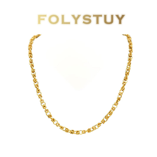 【FOLYSTUY(YNY07)】24k gold filled 7mm-Wide, 23.6-Inch-Long Dragon Bone Necklace