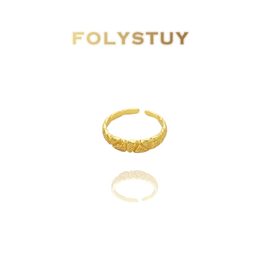 【FOLYSTUY(YNZ46)】24k gold filled Exquisite Artistic Pulled Flower Ring