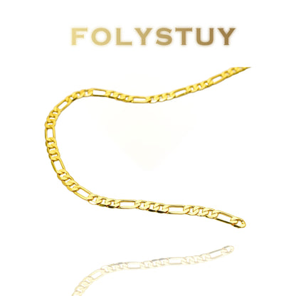 【FOLYSTUY (Y128)】24k gold filled Figaro Necklace