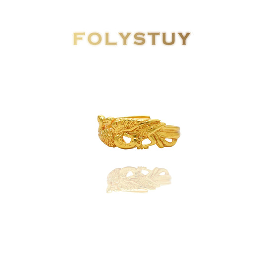 【FOLYSTUY(YNZ49)】24k gold filled Exquisite Dragon and Phoenix Ring