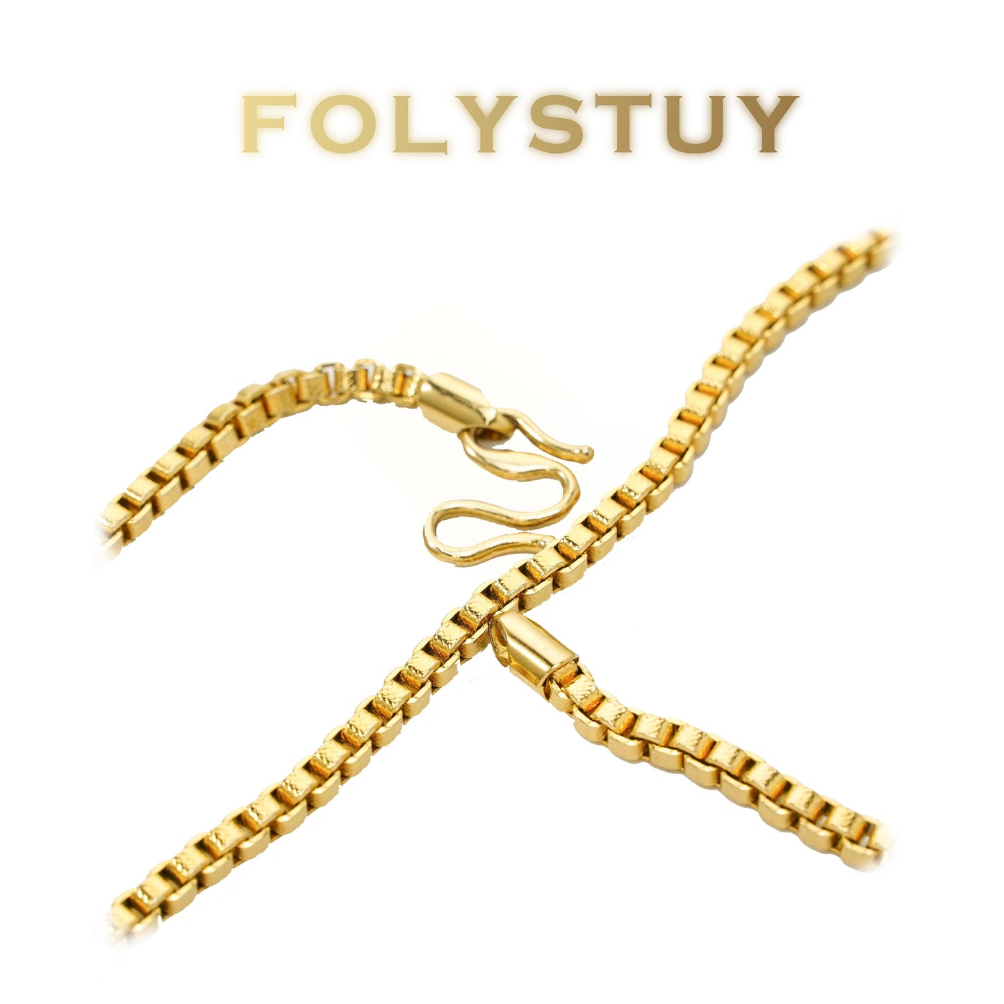 [folystudy (Y59)] 24k gold filled Necklace: Chain and chain exudes timeless elegance