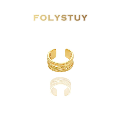 【FOLYSTUY(YNZ47)】24k gold filled Retro-Style Braided Ring