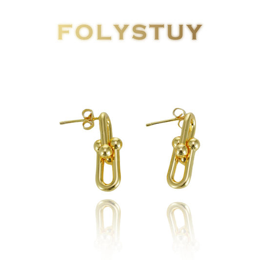 【FOLYSTUY (C68)】24k gold filled Paperclip Earrings