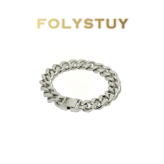 [FOLYSTUY (W179)] 24k gold filled Silver large Cuba bracelet