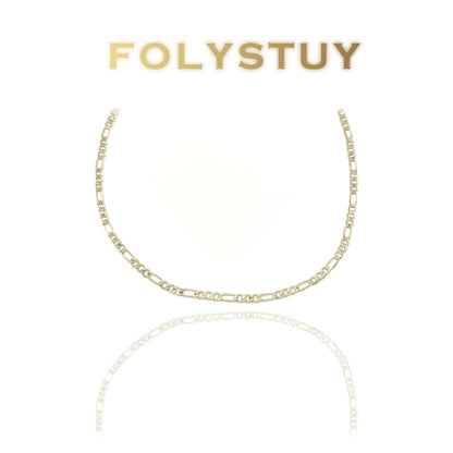 【FOLYSTUY (Y151)】24k gold filled A unisex Asian Figaro necklace