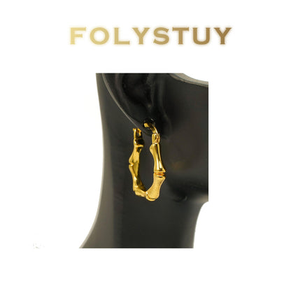 【FOLYSTUY(C45)】24k gold filled Graceful Bamboo Joint Earrings