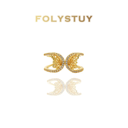 【FOLYSTUY (Z125)】24k gold filled Exquisite Butterfly Hollow Ring