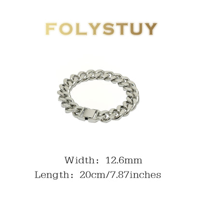 [FOLYSTUY (W179)] 24k gold filled Silver large Cuba bracelet