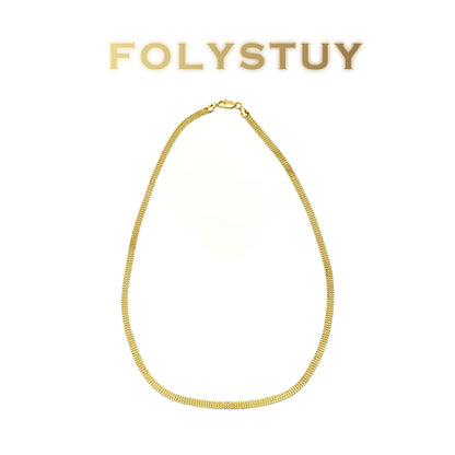 【FOLYSTUY (Y147)】24k gold filled 3 rows of box chain flat snake bones
