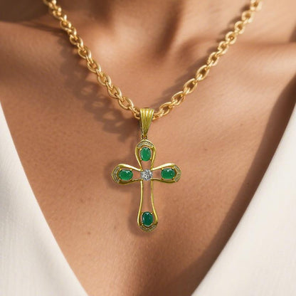 FOLYSTUY(YNK07) 24k gold filled 80mm with 45mm cross pendent