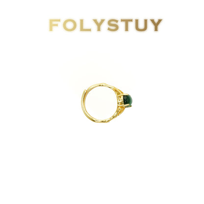【FOLYSTUY(YNZ52)】24k gold filled Stunning Evil - Eye - Inspired Ring with Green Gemstone