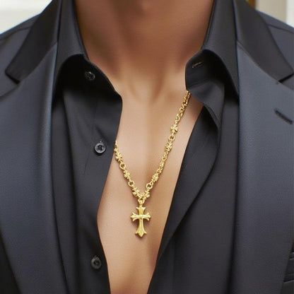 FOLYSTUY (YNY05) 24k gold filled Divine Elegance Holy Cross Necklace