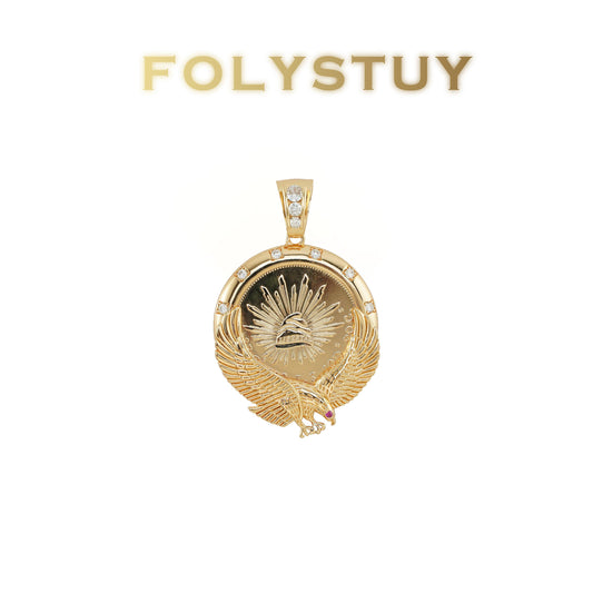 FOLYSTUY(K143) 24k gold filled Eagle's Hold Pendant