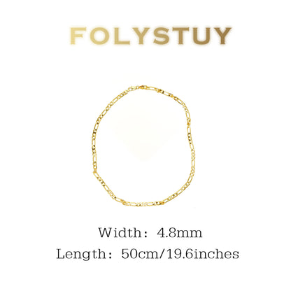 【FOLYSTUY (Y127)】24k gold filled Figaro Necklace