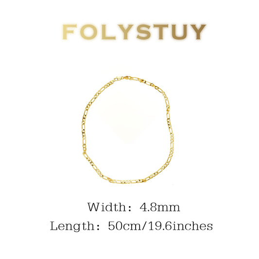 【FOLYSTUY (Y127)】24k gold filled Figaro Necklace