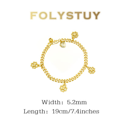 【FOLYSTUY (W163)】24k gold filled Cuban four-leaf clover bracelet