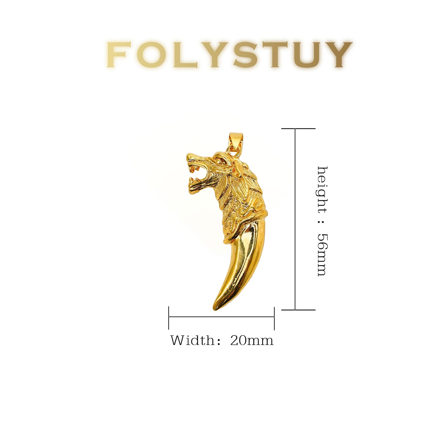 【FOLYSTUY (K136)】24k gold filled Tiger and Wolf Tooth Pendant