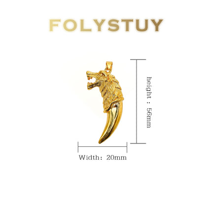 【FOLYSTUY (K136)】24k gold filled Tiger and Wolf Tooth Pendant