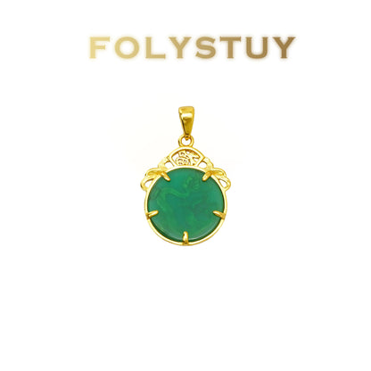 【FOLYSTUY (YNK16)】24k gold filled Dragon pendant inlaid with agate