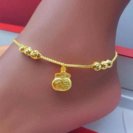 【FOLYSTUY(W47)】24k gold filled Lucky Fortune Bag Anklet