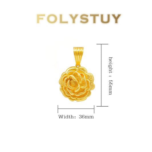 【FOLYSTUY (YNK06)】24k gold filled 36mm Flower Pendant