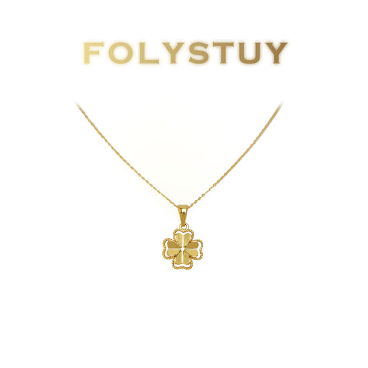 FOLYSTUY(K147) 24k gold filled 4 leaf clad pendant