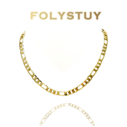 【FOLYSTUY (Y143)】24k gold filled Figaro Necklace