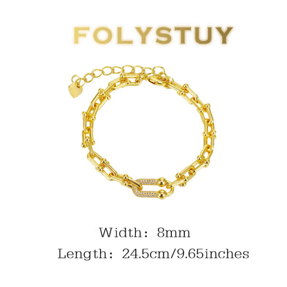 【FOLYSTUY (W153)】24k gold filled Paperclip Bracelet